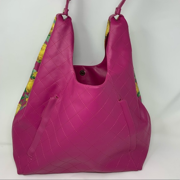 New SHARIF Quilted Pink Base Hand-painted Handbag - Picture 2 of 7